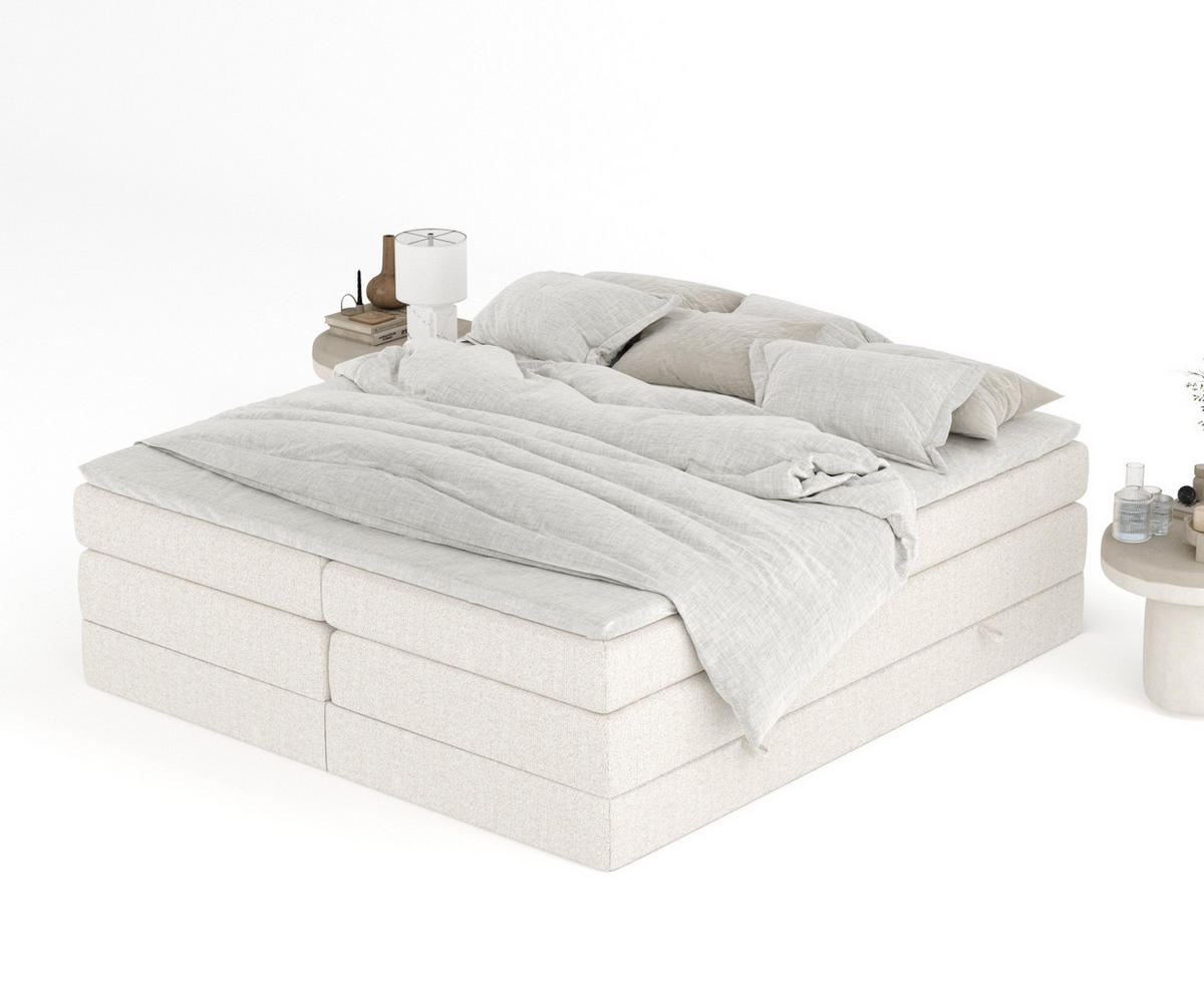 BOXSPRINGBETT Juniper Beige 200/200 cm - Beige/Schwarz, Holz/Holzwerkstoff (200/200cm) - Maison de Reve