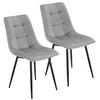 ESSZIMMERSTUHL Blanca Samt hellgrau (2er Set) - Hellgrau, Textil (46/90/61cm) - Juskys
