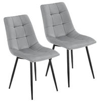ESSZIMMERSTUHL Blanca Samt hellgrau (2er Set) - Hellgrau, Textil (46/90/61cm) - Juskys