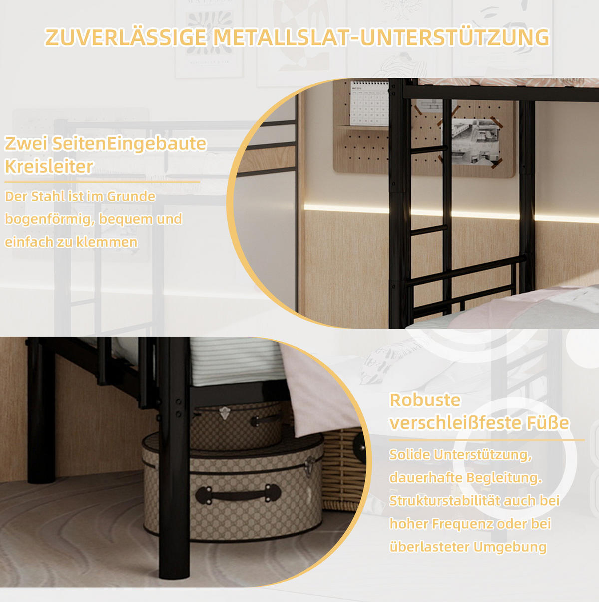 ETAGENBETT umbaubar 196/103/156 cm, Schwarz mit Leiter und Geländer - Schwarz, Metall (90/190cm) - MIVRAY