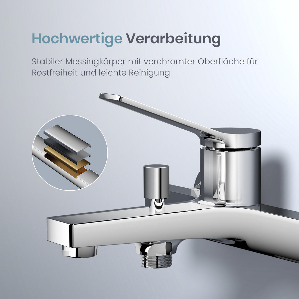 DUSCHARMATUR Chrom Einhebelmischer 21,2/20,1 cm - Chromfarben, Metall (20/12/21cm) - EMKE