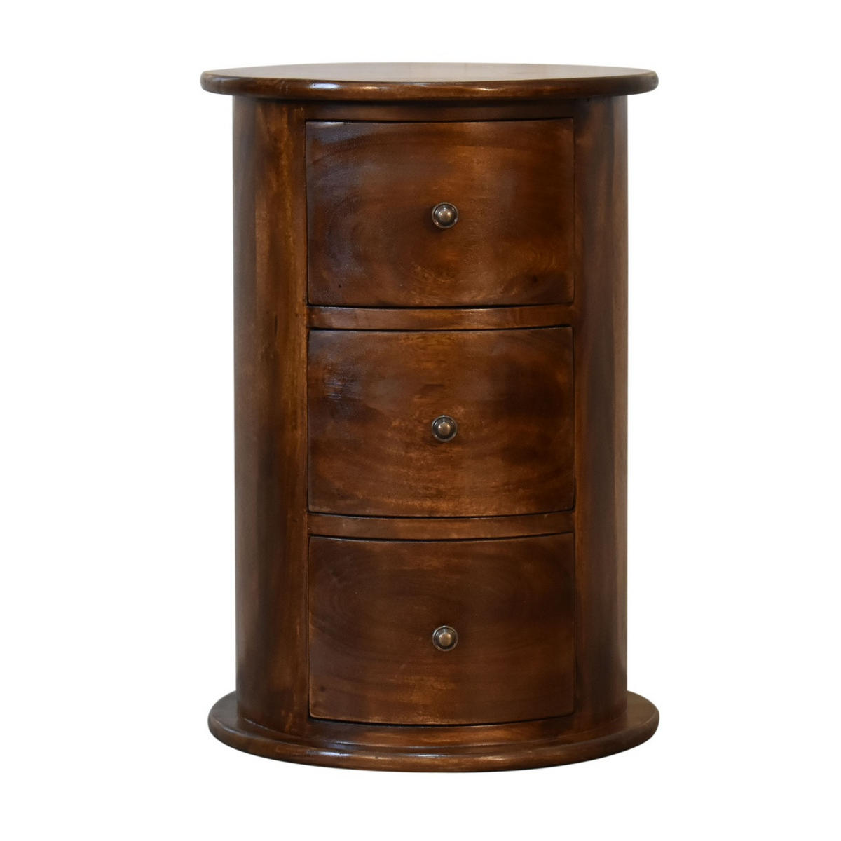 3-SCHUBLADEN-TROMMEL im Kastanienholz-Finish - Kastanienfarben/Messingfarben, Holz/Metall (40/58/40cm) - Artisan Furniture