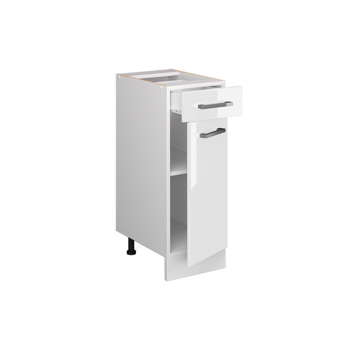 KÜCHENUNTERSCHRANK R-Line Weiß Hochglanz 30 cm, AP Anthrazit - Weiß Hochglanz/Weiß, Holzwerkstoff (30/81.6/60cm) - Vicco