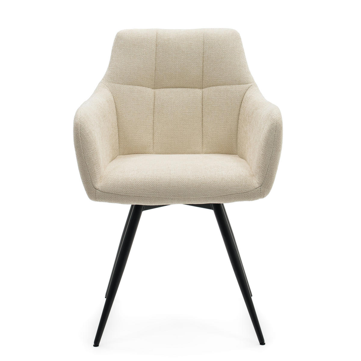 STUHL LUGANO drehbar gepolsterter mit Steppung - creme - Chenille - Creme/Schwarz, Textil/Metall (58/84/59cm) - NEW HOME