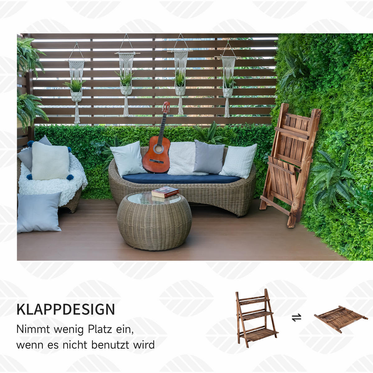 PFLANZENTREPPE Blumentreppe Blumenregal Pflanzregal, 5 Stufen, Tannenholz, Verkohlt - Dunkelbraun, Holz (37/93/80cm) - Outsunny