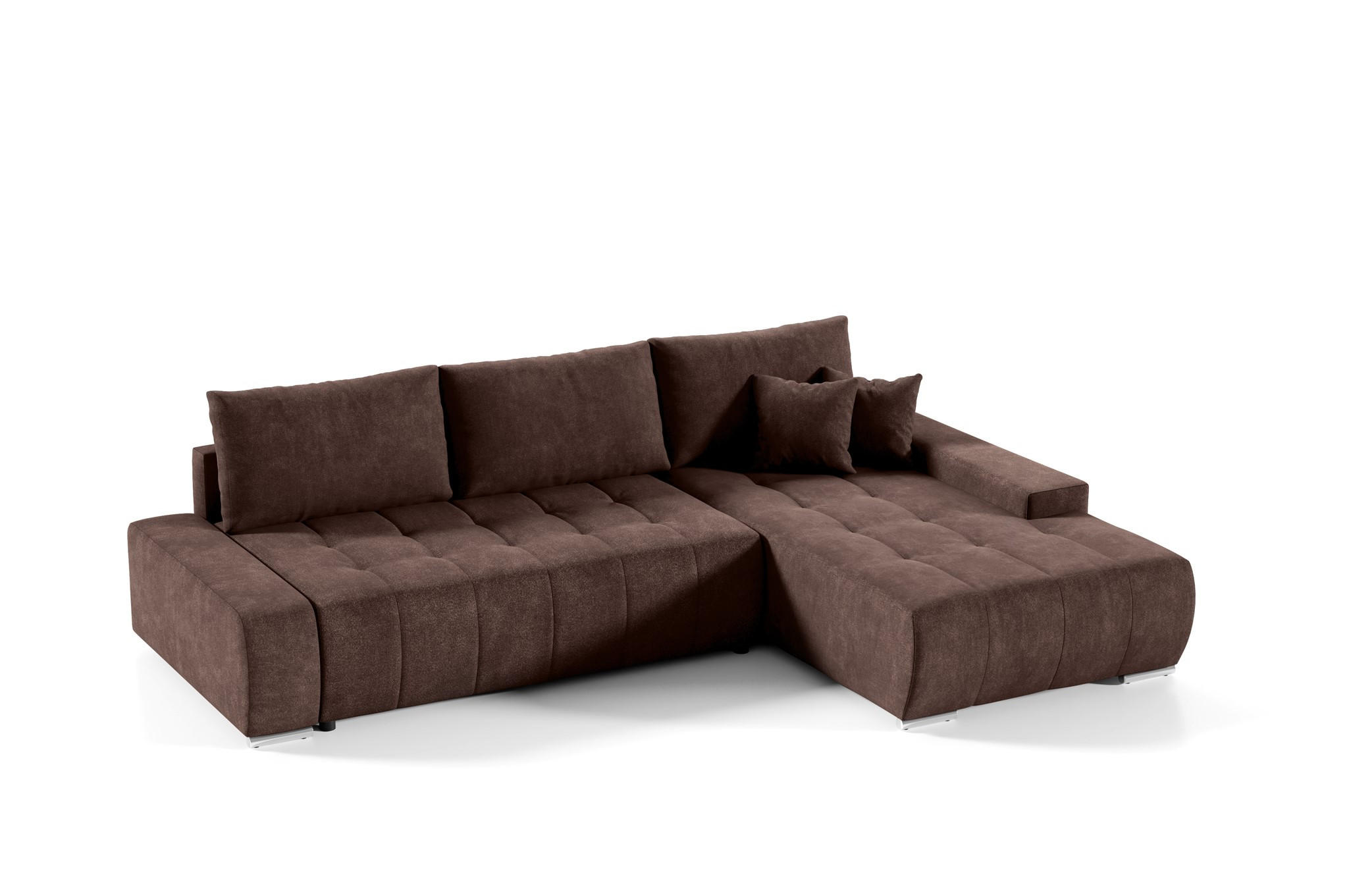 ECKSOFA Vogar In Aston - Braun, Holzwerkstoff/Textil (265/185cm) - Fun Möbel