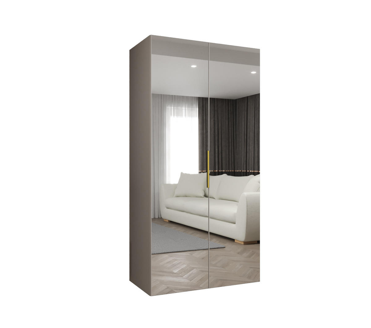 DREHTÜRENSCHRANK 202/100/52 2-türig - Kaschmir/Goldfarben, Holz (100/202/52cm) - MÖBEL KRYSPOL