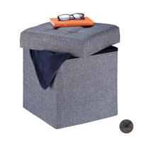 SITZHOCKER - Grau, Holzwerkstoff/Textil (38/41/38cm) - Relaxdays