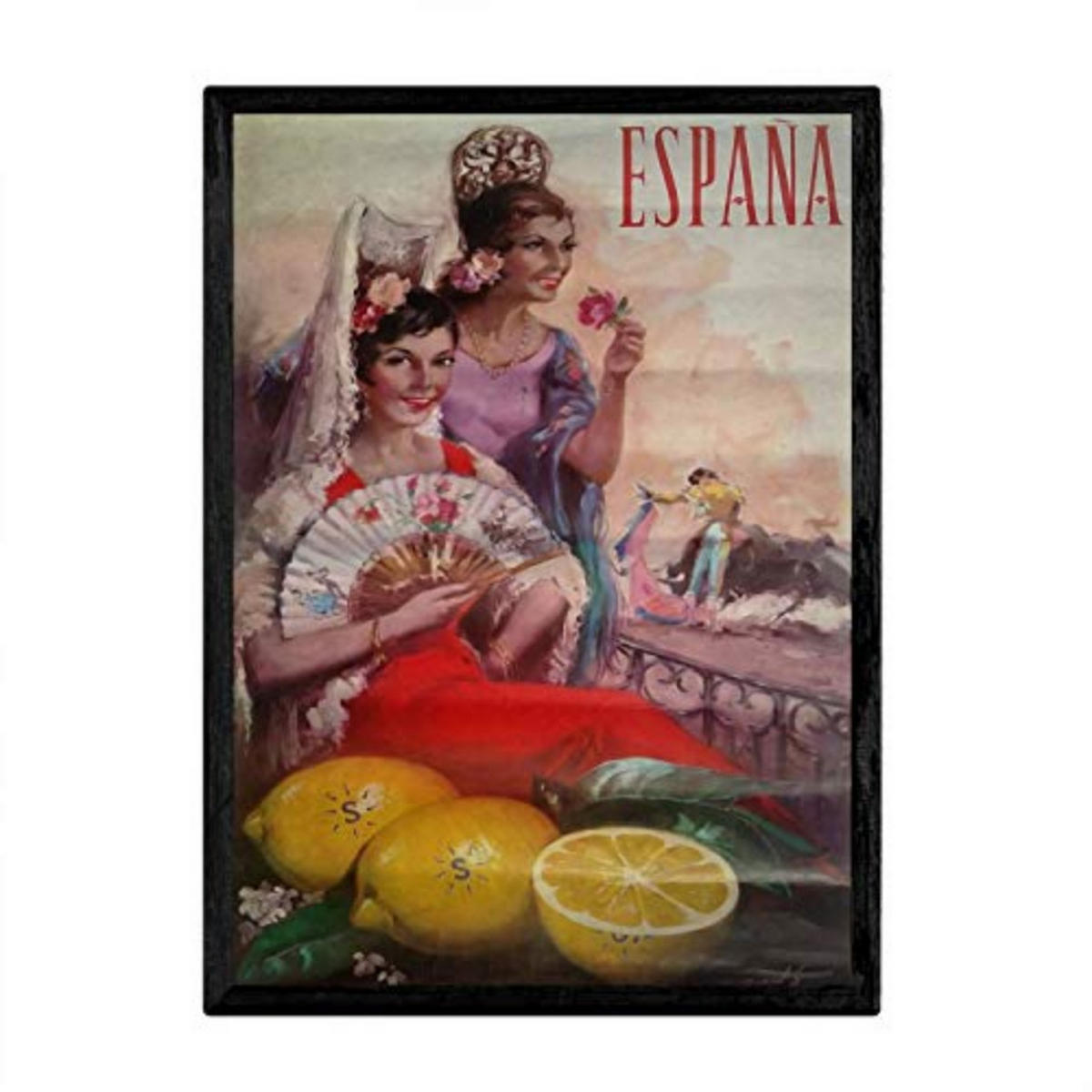 POSTER Spanien Vintage A3 Schwarzer Rahmen - Schwarz, Papier (29.7/5/42cm) - Nacnic