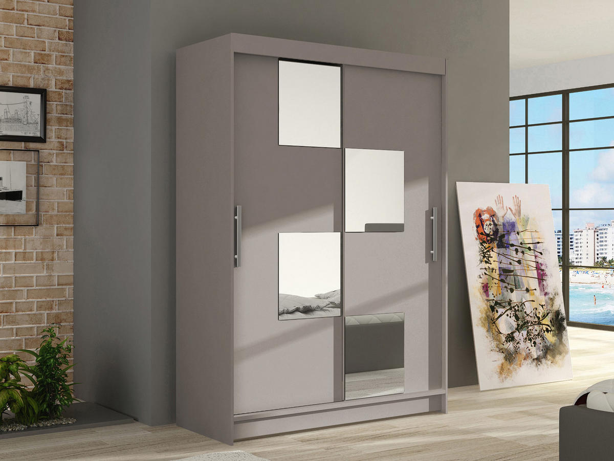 KLEIDERSCHRANK Miami III - Kaschmir/Silberfarben, Holzwerkstoff/Kunststoff (120/200/58cm) - MIRJAN24