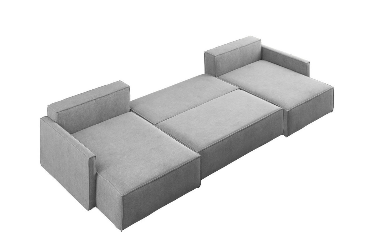 ECKSOFA Carlos U-Form Mit Schlaffunktion Und Bettkasten Stoff Salvador Grau - Grau, Holz (348/142cm) - Kaiser Möbel