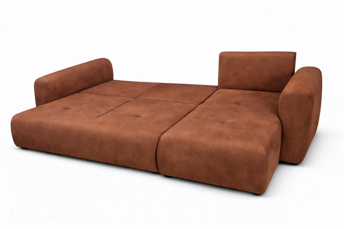 ECKSOFA Mit Schlaffunktion Und Bettkasten, Sofa L-Form Bingo L, Veloursstoff Salvador, Dunkelbraun, Rechts - Dunkelbraun, Holz (250/142cm) - Kaiser Möbel
