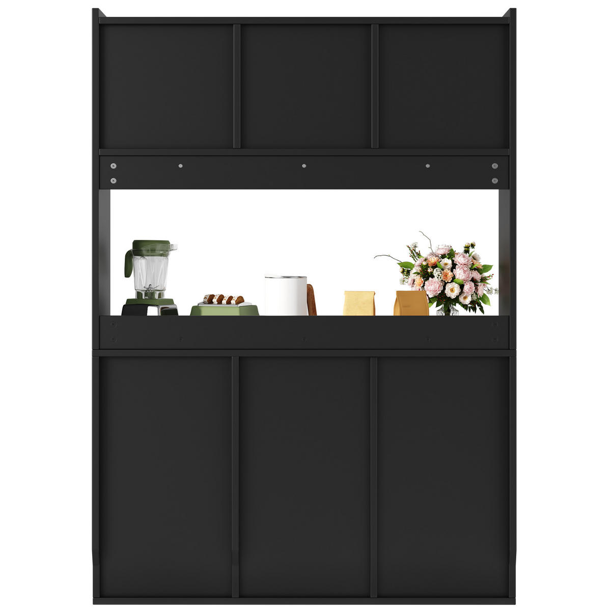 KÜCHENSCHRANK mit LED 120 x 35 x 167 cm Schwarz - Schwarz, Holzwerkstoff (35/167/120cm) - Meubliv