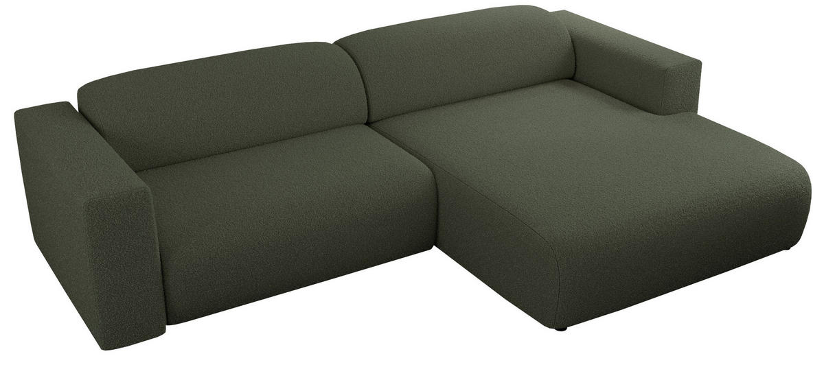 ECKSOFA PASADENA Grün Bouclé - Rechts Seite - Schwarz/Grün, Kunststoff/Textil (180/288cm) - MKS