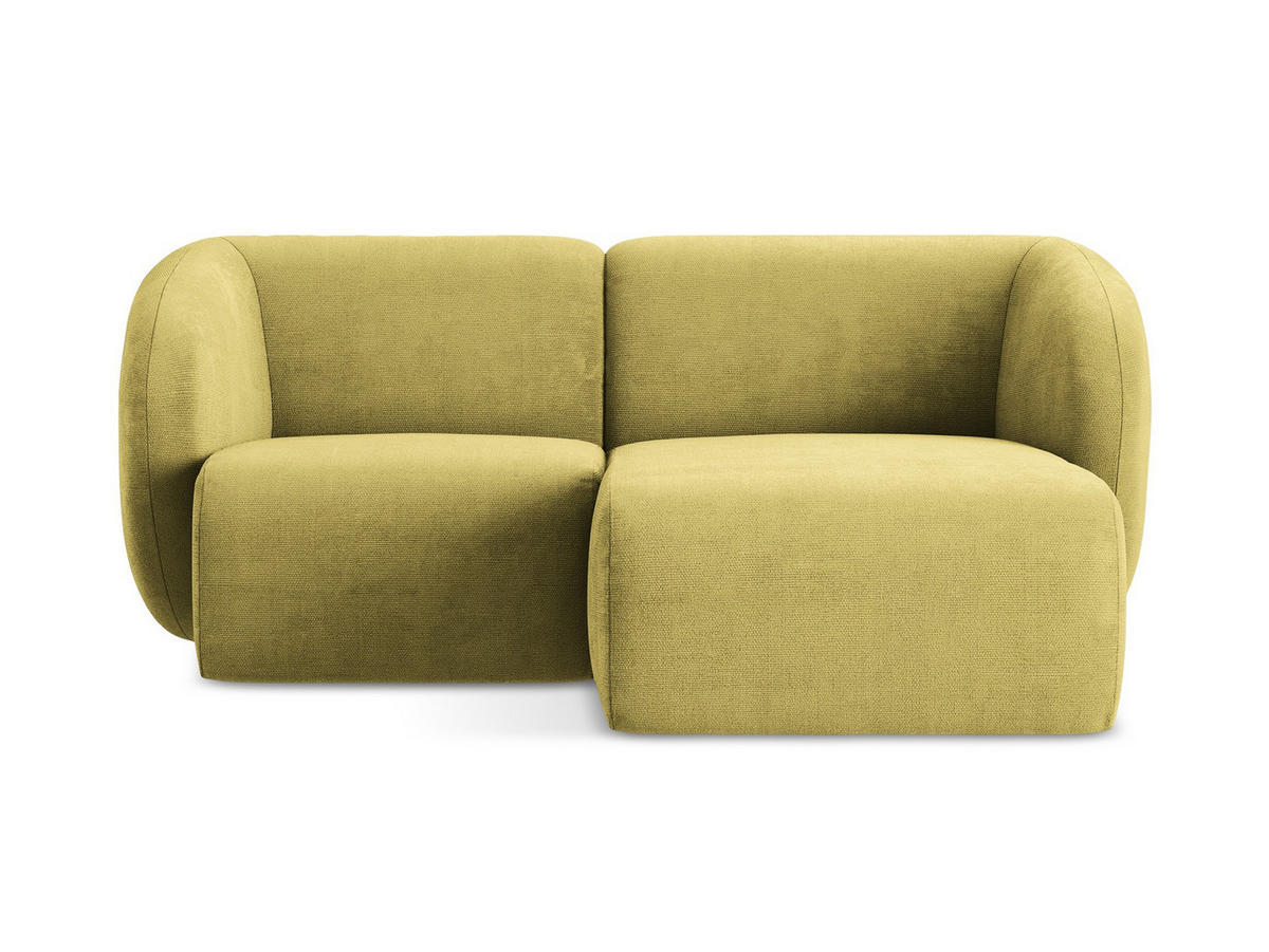 ECKSOFA Rechts Chenille Stoff Grün - Limette/Schwarz, Holzwerkstoff/Kunststoff (178/166cm) - Makamii
