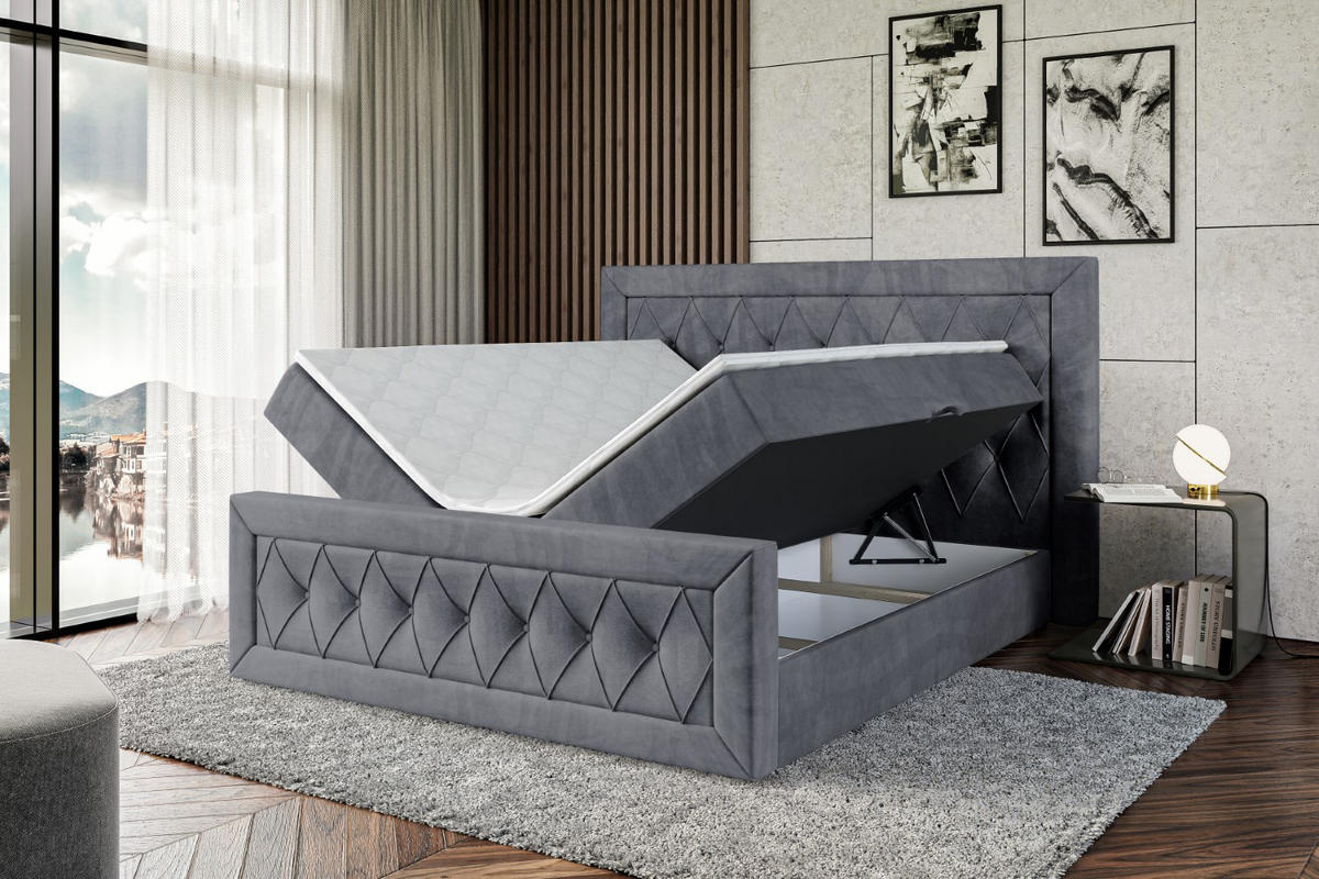 BOXBETT NOEL-Z - 120 x 200 - H3 - Dunkelgrau - Dunkelgrau, Holzwerkstoff (120/200cm) - ALTDECOR