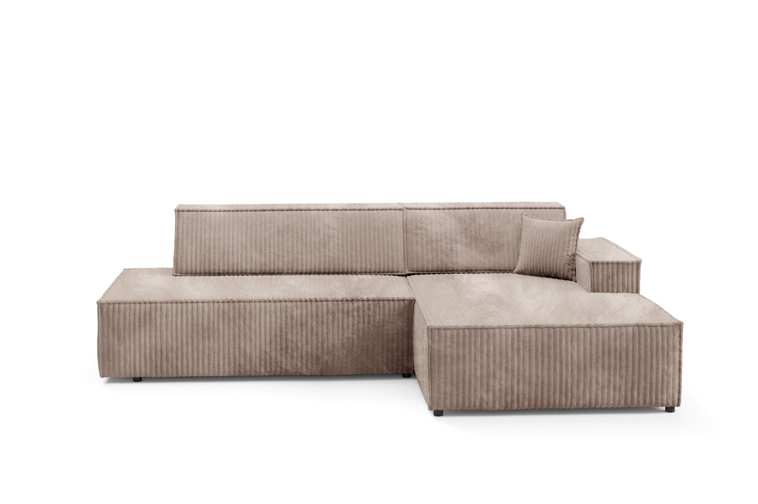 ECKSOFA TESSO R-S Braun Kordstoff mit Schlaffunktion - Braun, Holz (247/170cm) - MASSENO
