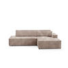 ECKSOFA TESSO R-S Braun Kordstoff mit Schlaffunktion - Braun, Holz (247/170cm) - MASSENO