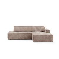 ECKSOFA TESSO R-S Braun Kordstoff mit Schlaffunktion - Braun, Holz (247/170cm) - MASSENO
