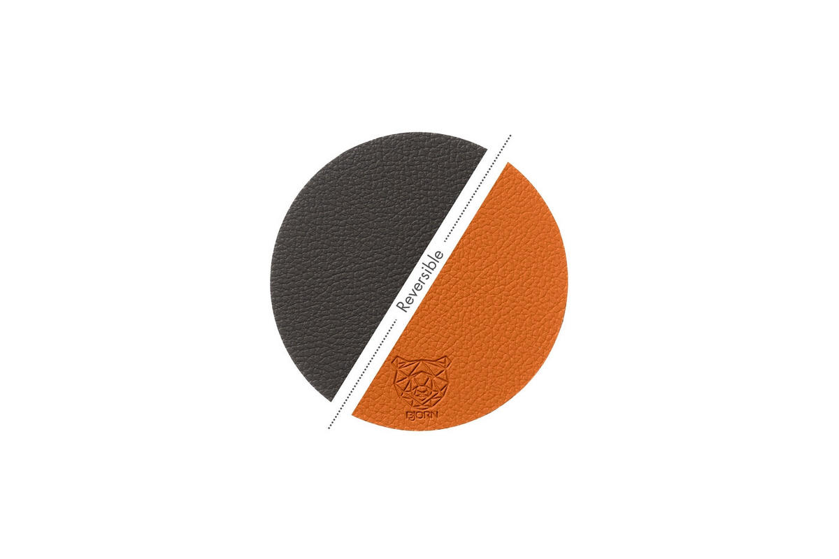 UNTERSETZER - 6er-Set - Recyceltes Leder in Orange und Schokolade - Orange, Textil (10/10cm) - Björn