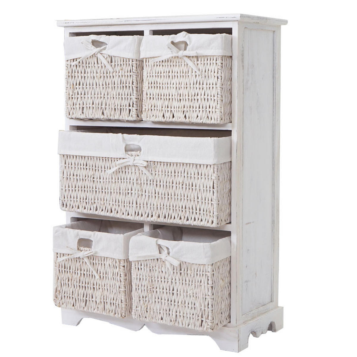 KOMMODE 5 SCHUBLADEN SHABBY-LOOK Cremeweiß - Weiß, Holz (60/90/30cm) - MCW