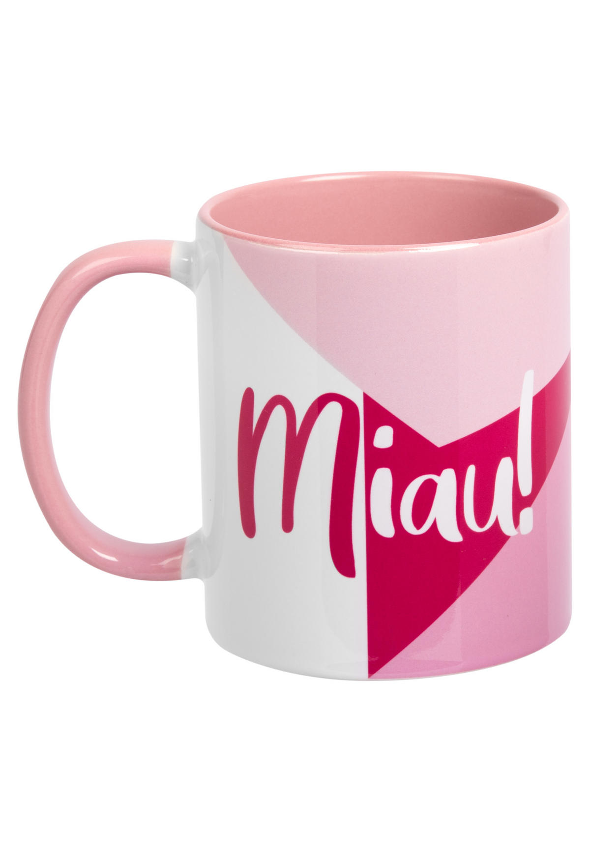 KAFFEEBECHER Katze Miau! Rosa/Weiß 320 ml - Rosa, Keramik (0.32L) - United Labels