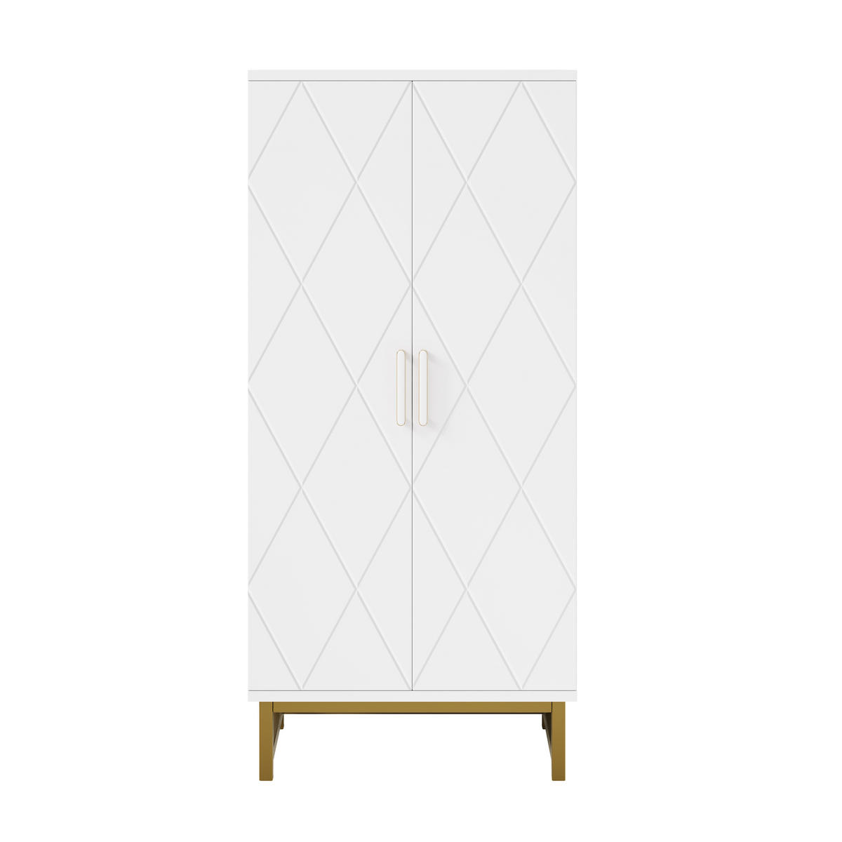 KÜCHENSCHRANK Sideboard Verstellbare Böden Weiß Gold - Weiß, Holzwerkstoff (60/130/40cm) - FLIEKS