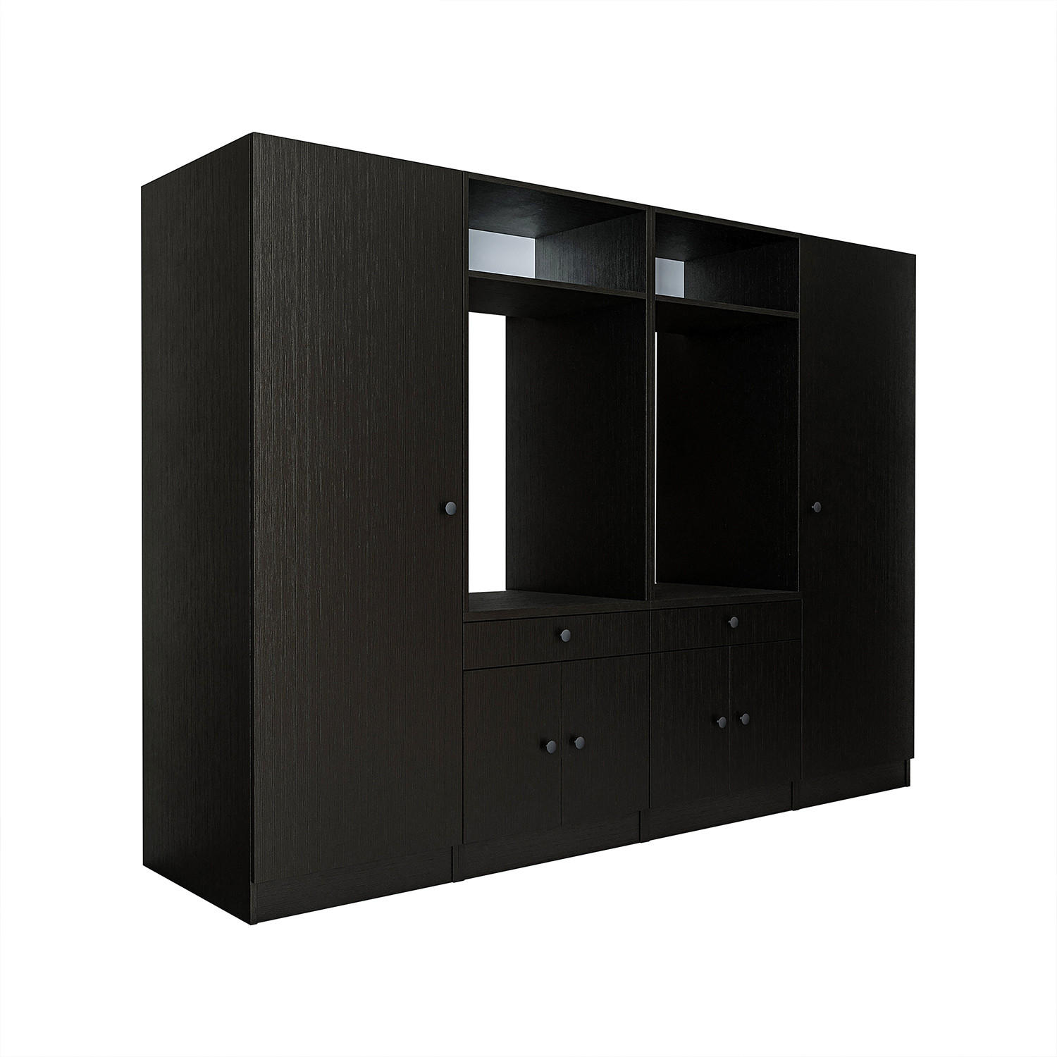 WASCHMASCHINENSCHRANK Serie 1 254cm Breit, 184cm Hoch - Schwarz, Holzwerkstoff (254/184/67cm)
