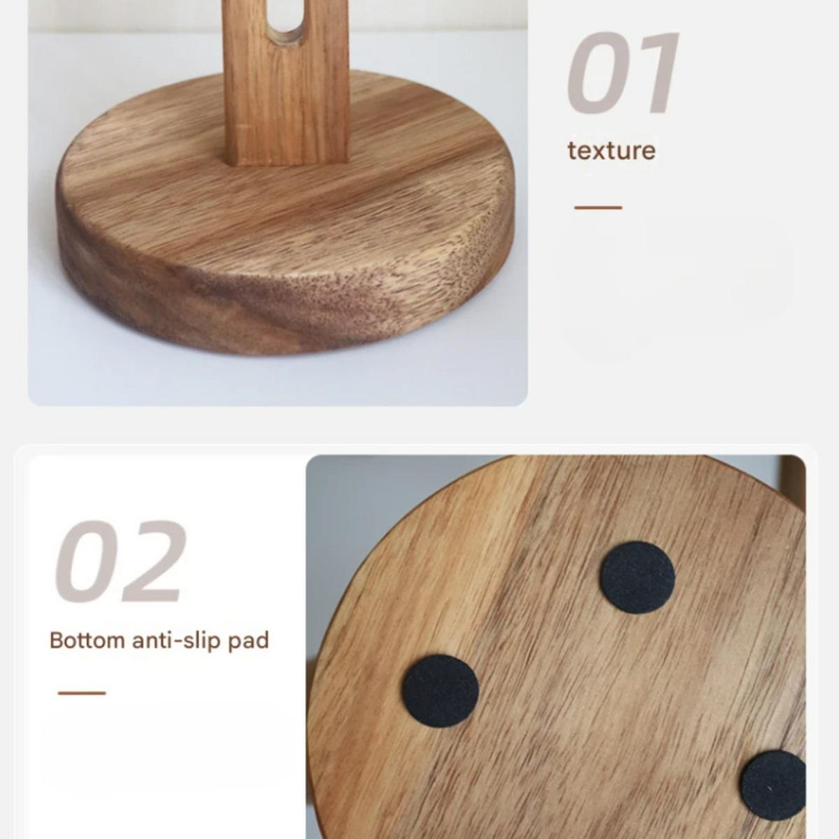 KÜCHENPAPIERHALTER, Aus Akazienholz, Mit Katzenpfoten-Motiv, 13 × 31 cm - Braun, Holz (13/31/13cm) - Authentics