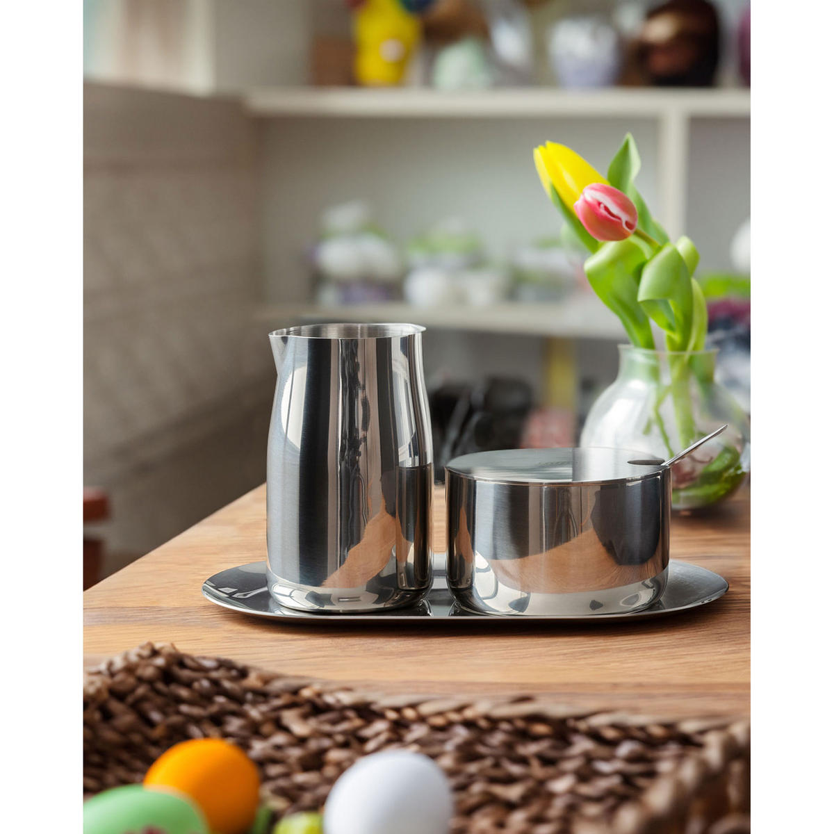 MILK AND SUGAR SET stainless steel polished - Silberfarben, Metall (11.5/8/20cm) - Alfi