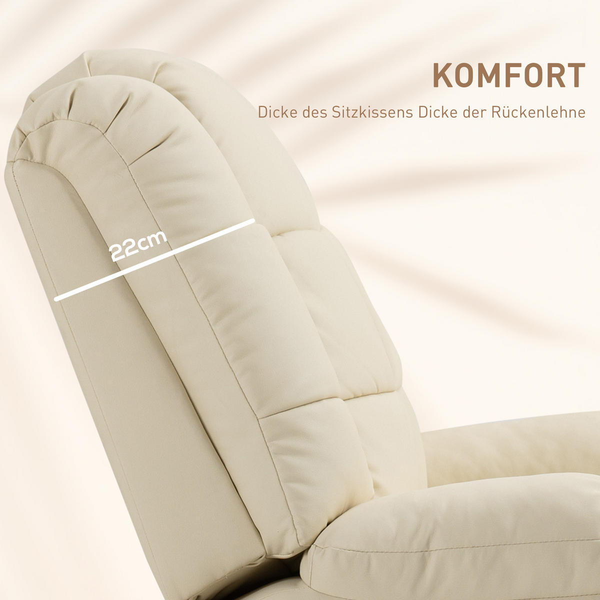 MASSAGESESSEL Kunstleder mit 8-Punkt-Vibrationsmassage, Fußstütze 99/94/99 cm Cremeweiß - Creme, Kunststoff (99/99/94cm) - Redom