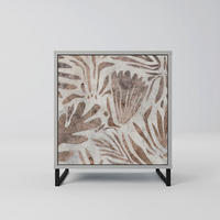 SIDEBOARD PASSING TIME, Grau, 57,5x42x67,5 cm, Schwarze Metall-Rahmenfüße - Multicolor/Schwarz, Holzwerkstoff/Metall (57.5/67.5/42cm) - SpaceRebels