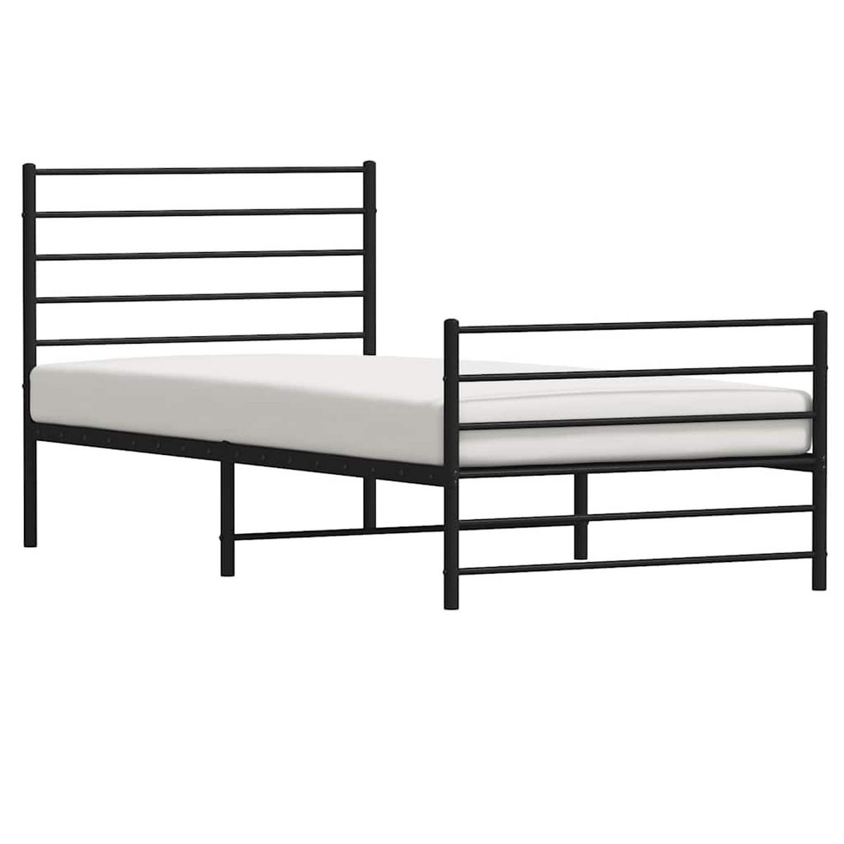 BETTGESTELL Mit Kopf- Und Fussteil Metall Schwarz 90/200 Cm - Schwarz, Metall (90/200cm) - vidaXL
