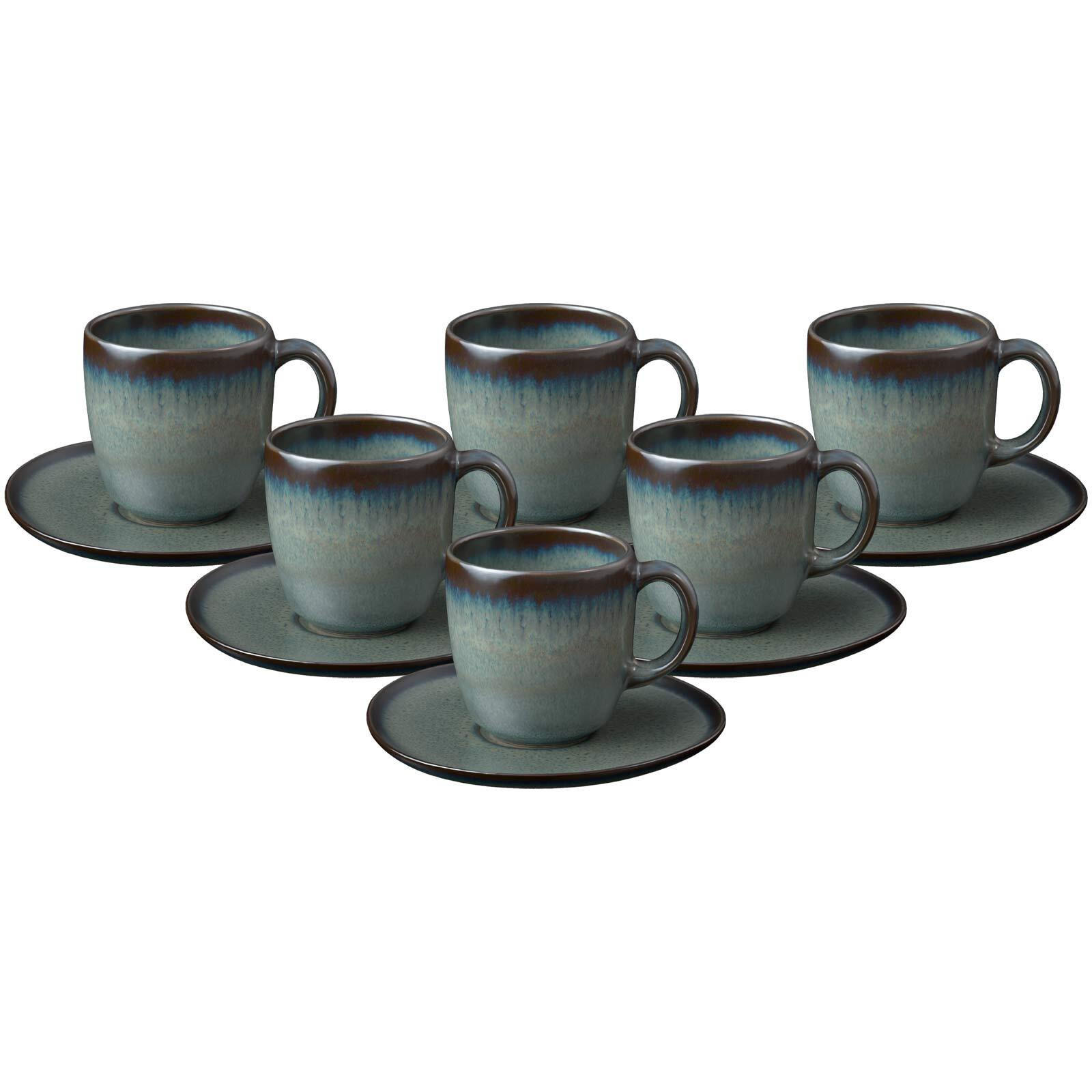 KAFFEETASSEN MIT UNTERTASSEN Lave Gris 190 ml 6er Set - Grau, Keramik (15.2/9.9/15.3cm) - like.Villeroy & Boch