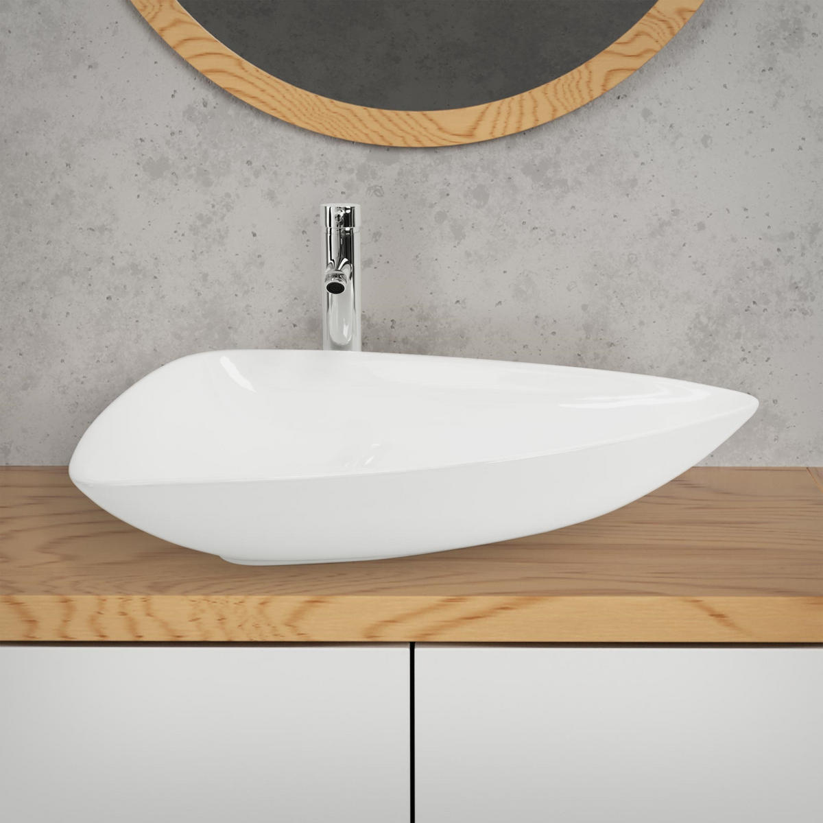 WASCHBECKEN - Weiß, Keramik (46/13/69cm) - ML-DESIGN