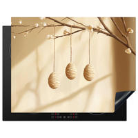 HERDABDECKPLATTE Beige - Osterkuchen - Eier Induktionsmatte 77x59 cm - Beige, Kunststoff (77/59/0.2cm) - MuchoWow