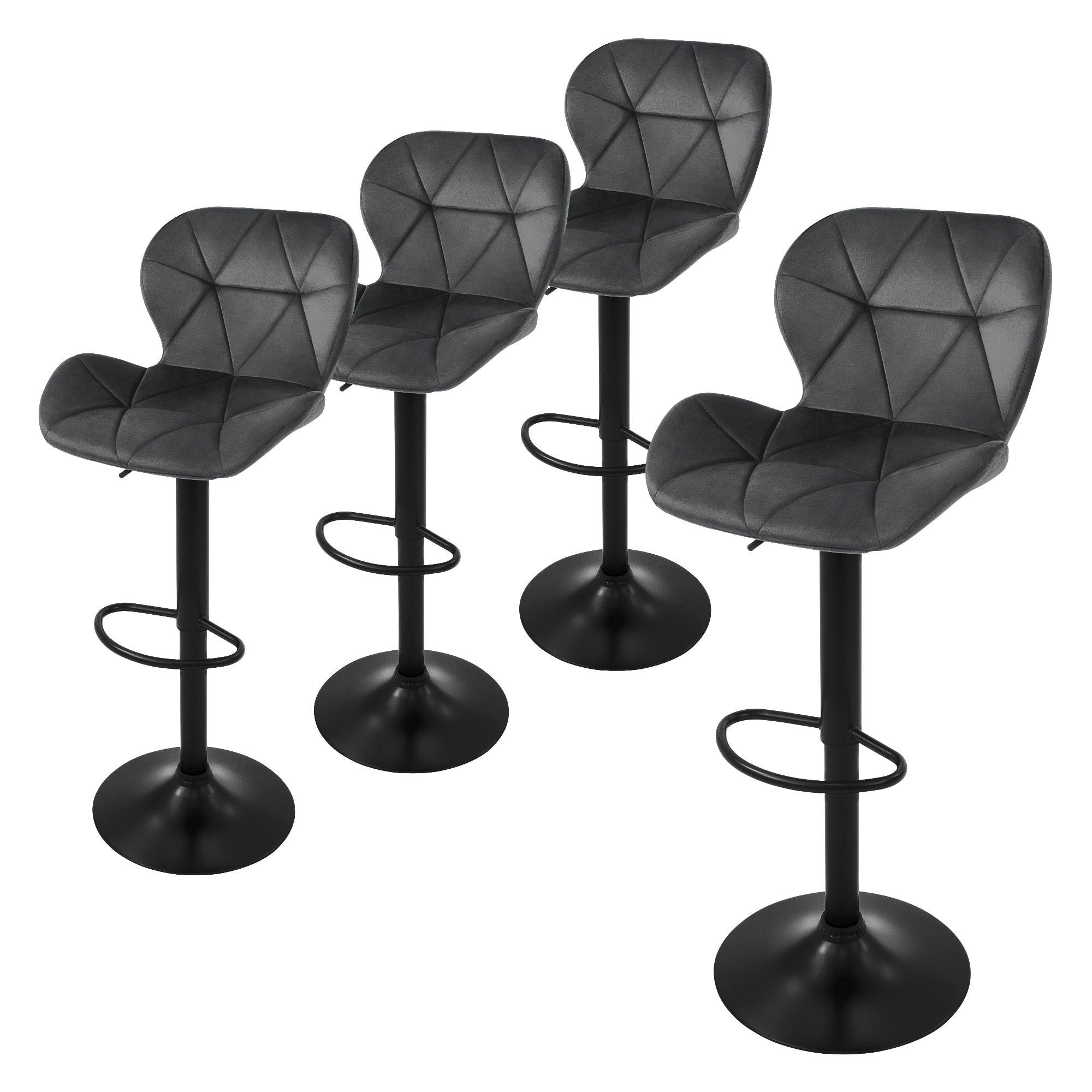 ML-DESIGN SADA 4 barových židliček, šedý samet