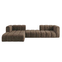 ECKSOFA Modulares In L-Form, Velvet-Stoff Riviera, Braun, Links, GRAND 319 cm - Braun, Holz (319/175cm) - Kaiser Möbel
