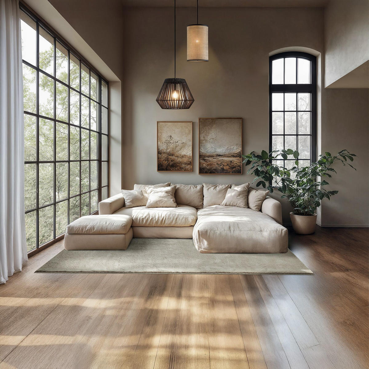 KURZFLORTEPPICH Soft Zone,rutschfeste Unterseite,Sand - Sandfarben, Kunststoff (200/140cm) - tectake