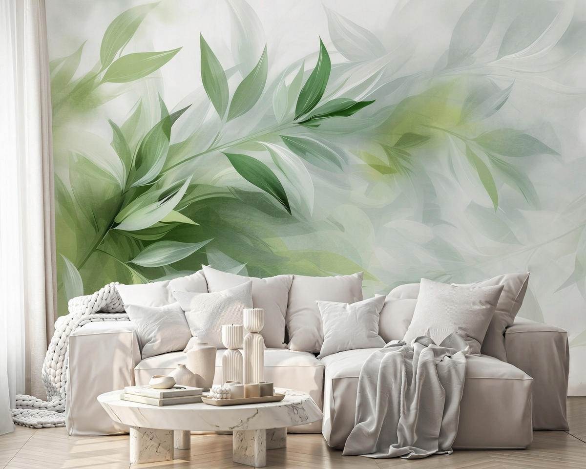 FOTOTAPETE Blätter Abstrakt Grün 368x254 cm - Multicolor, Textil (368/254cm) - Wallarena