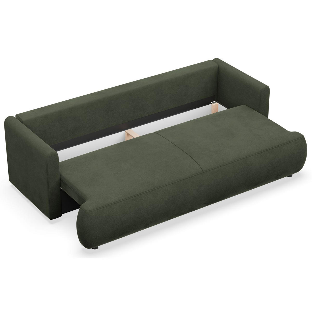3-SITZER SOFA Ovo Mini Olivgrün Velours Easy-Clean - Schwarz/Olivgrün, Kunststoff/Textil (226/90/97cm) - Selsey