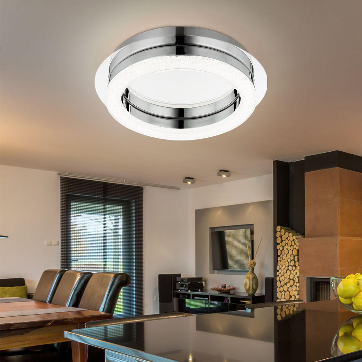 LED DECKENLEUCHTE Acryl Kristall Silber 2er Set - Silberfarben, Metall (28/28/6.7cm) - Globo Lighting