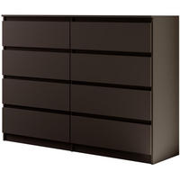 KOMMODE Lemon 140 cm mit acht Schubladen schwarz matt - Schwarz, Holzwerkstoff (140/101.5/39cm) - Beautysofa
