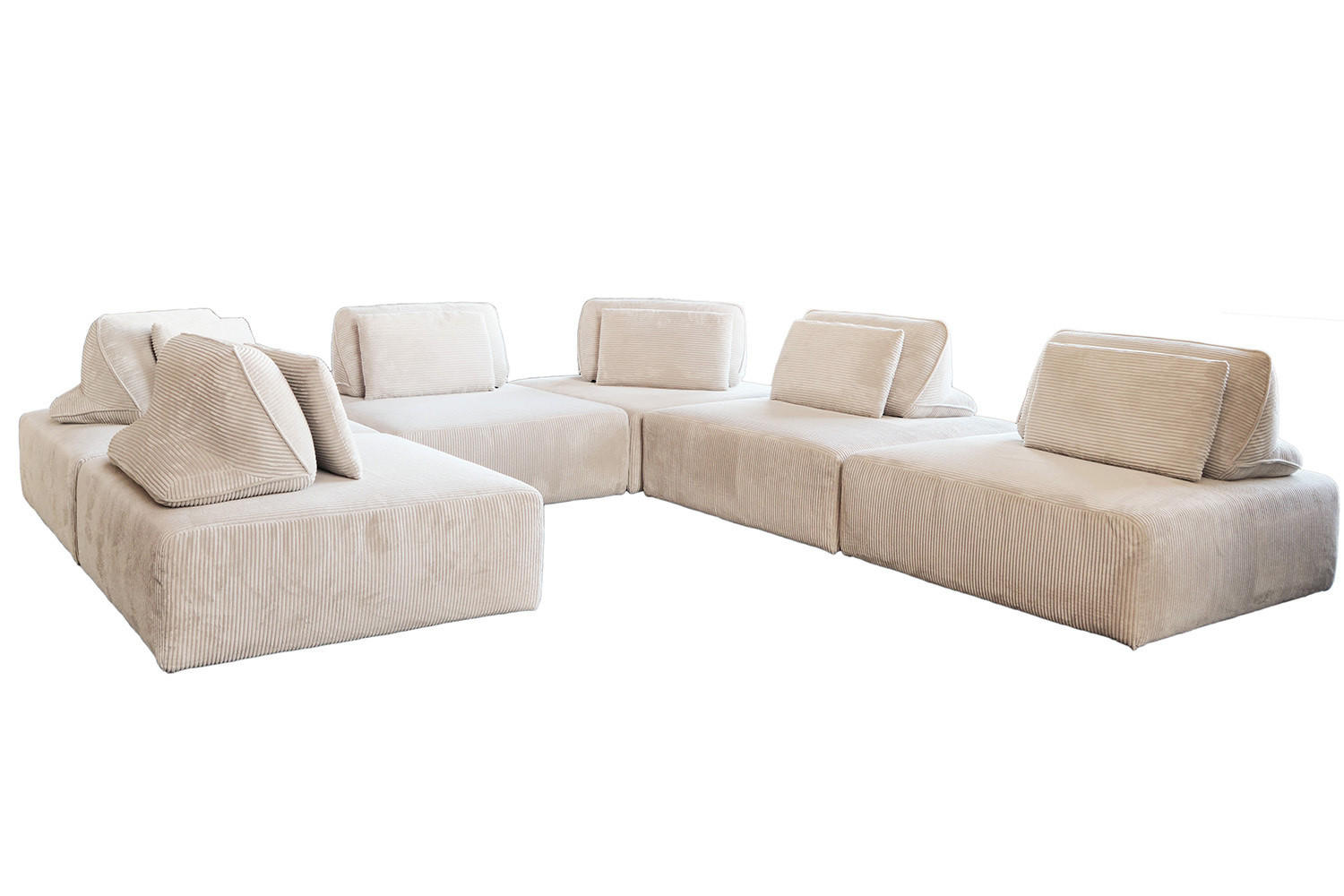 MODULSOFA WIOLO SOFT 6 MODULE 6 KISSEN Cremeweiß Cord - Creme/Schwarz, Kunststoff/Textil (333/84/333cm) - KAWOLA