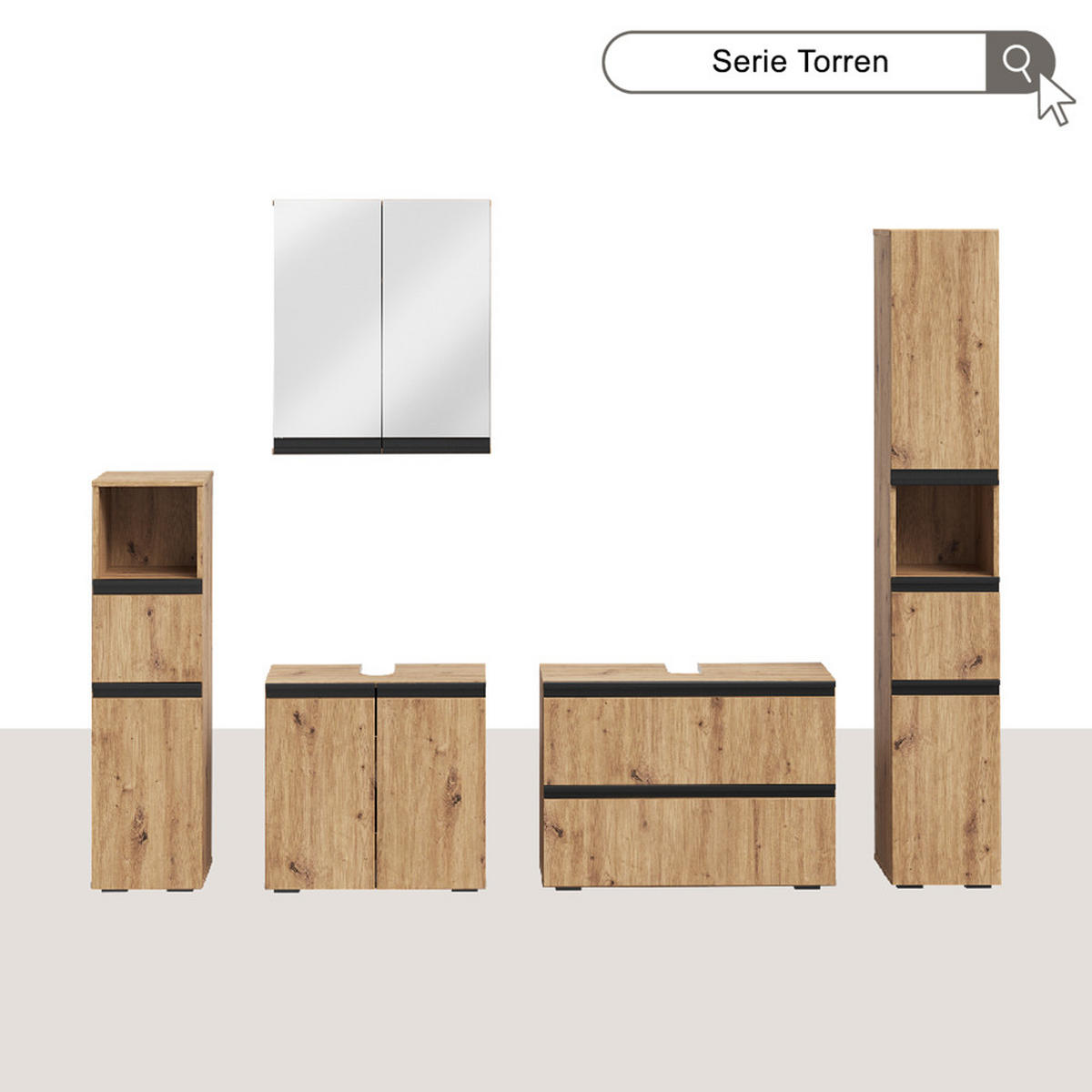 BADMÖBEL-SET Torren Artisan 2 Teile - Hellgrau, Holzwerkstoff (60/58/35cm) - Vicco