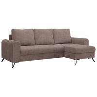 ECKSOFA Hugo Cord Rosa - Schwarz/Rosa, Textil/Metall (242/140cm) - MKS