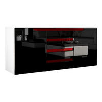 SIDEBOARD Sintra Schwarz Hochglanz / Bordeaux Hochglanz - Schwarz Hochglanz, Holzwerkstoff (139/72/35cm) - Vladon