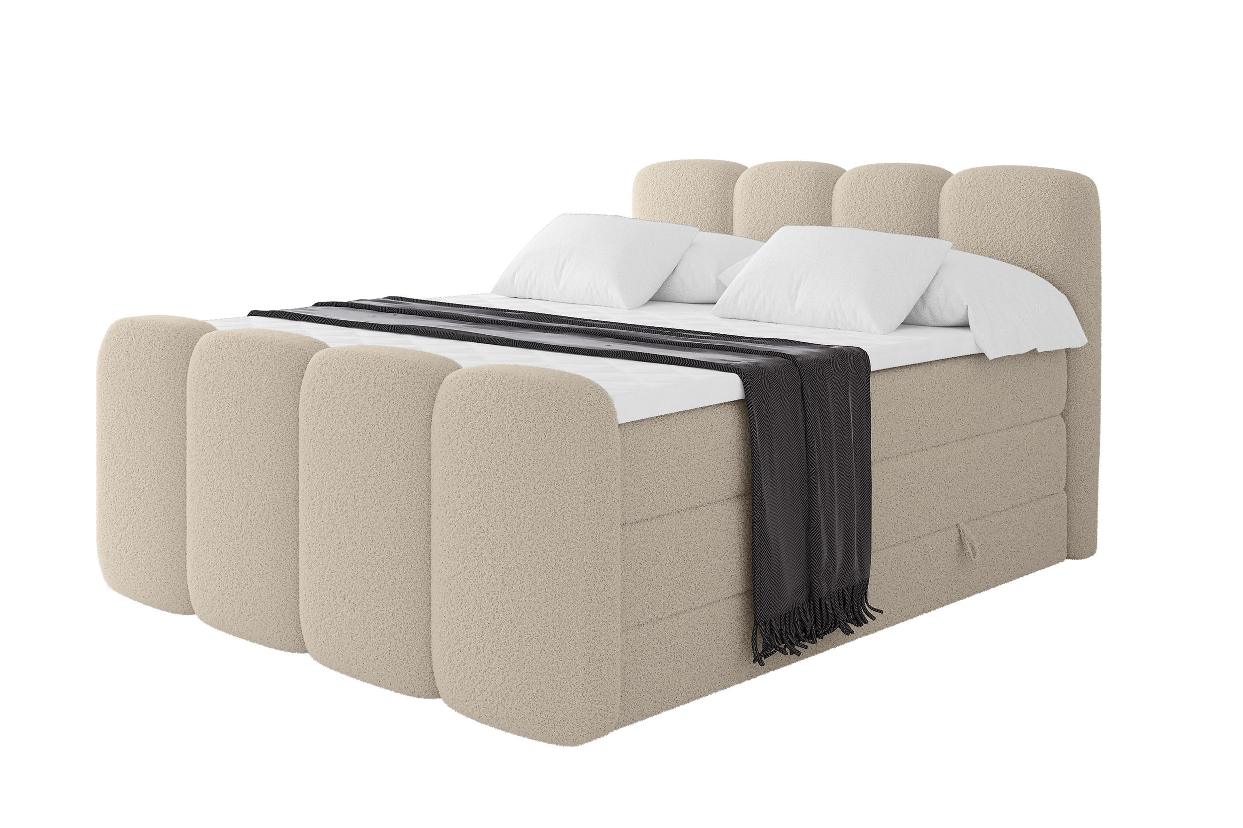 BOXSPRINGBETT mit Matratze H3/H4 - NINA-Z KING - 160x200 cm Dunkelbeige - Baltimorefarben, Holzwerkstoff (160/200cm) - ALTDECOR