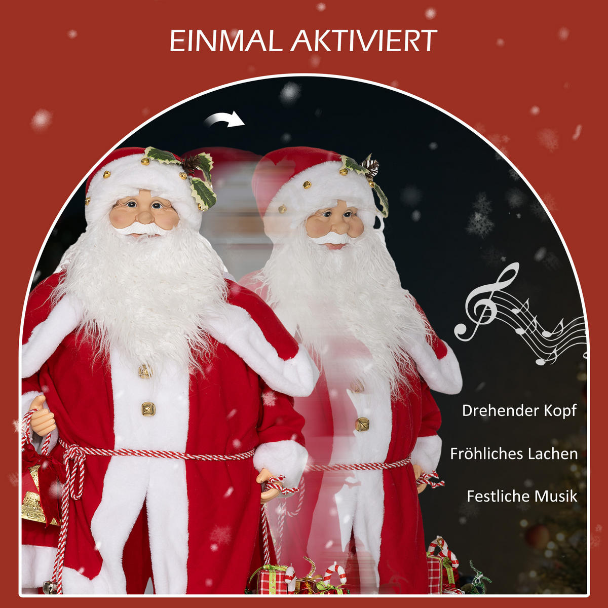 WEIHNACHTSMANN - Rot, Kunststoff/Metall (21/140/55cm) - HOMCOM