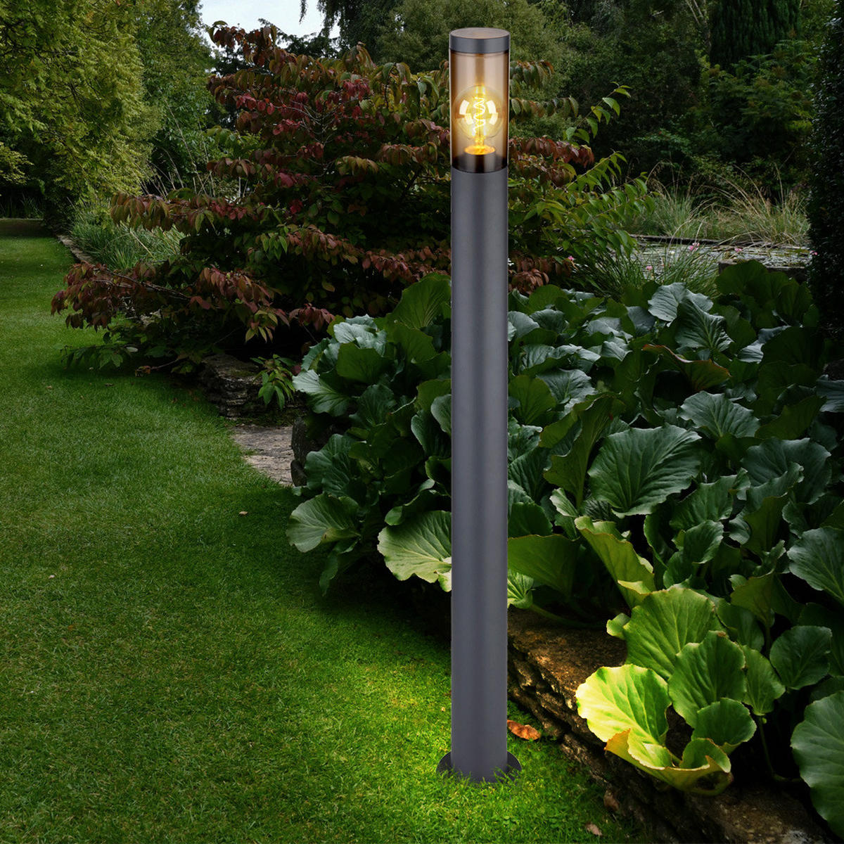 LED STEHLEUCHTE Boston Anthrazit Edelstahl - Anthrazit, Metall (12.7/12.7/110cm) - Globo Lighting